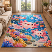 Axolotl Ocean Rug in a bright living room with a sofa