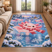 Winter Axolotl Rug in a bright living room with a sofa
