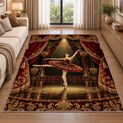 Ballerina in spotlight rug in a bright living room with a sofa