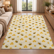 Tiny Bee Pattern Rug in a bright living room with a sofa