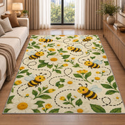 Happy Bees Flight Path Rug in a bright living room with a sofa
