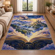 Fantasy World from a Book rug in a bright living room with a sofa