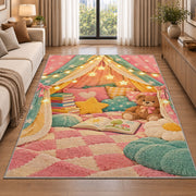 Kids Reading Tent rug in a bright living room with a sofa