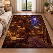 Magical Library rug in a bright living room with a sofa
