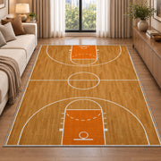 Basketball Court Top View rug in a bright living room with a sofa