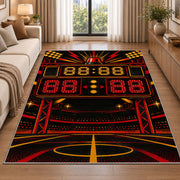 Retro Scoreboard rug in a bright living room with a sofa
