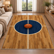 Center Court Circle rug in a bright living room with a sofa