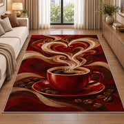 Coffee Steam Heart rug in a bright living room with a sofa