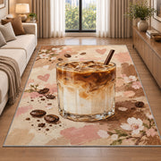 Layered Iced Latte rug in a bright living room with a sofa