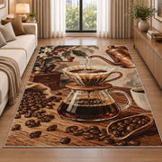 Pour Over Coffee rug in a bright living room with a sofa