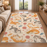 Lazy Cats Pattern rug in a bright living room with a sofa
