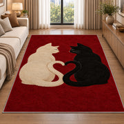 Cats with Heart Tails rug in a bright living room with a sofa