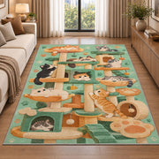 Cat Tree Playground rug in a bright living room with a sofa