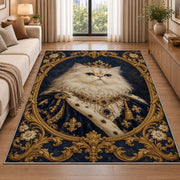 Royal Persian Cat Portrait rug in a bright living room with a sofa