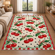 Retro Cherry Polka Dot Rug in a bright living room with a sofa