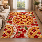 Cherry Pie Rug in a bright living room with a sofa