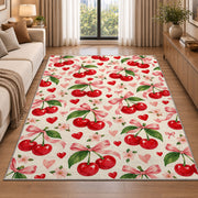 Cherry Heart Rug in a bright living room with a sofa