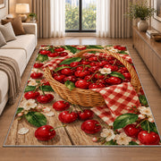 Cherry Basket Rug in a bright living room with a sofa