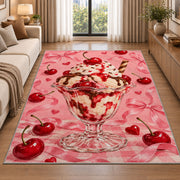 Cherry Sundae Rug in a bright living room with a sofa