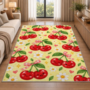 Kawaii Cherry Rug in a bright living room with a sofa