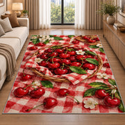 Cherry Picnic Rug in a bright living room with a sofa