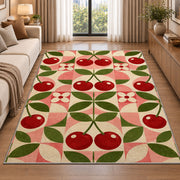 Geometric Cherry Rug in a bright living room with a sofa