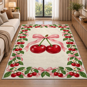 Cherry Border Rug in a bright living room with a sofa