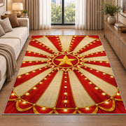 Circus Tent Ceiling Rug in a bright living room with a sofa