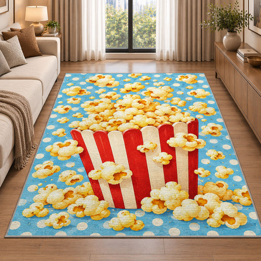 Popcorn Box Rug in a bright living room with a sofa