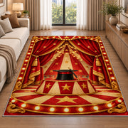 Circus Stage Rug in a bright living room with a sofa