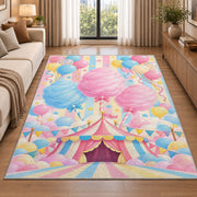 Cotton Candy Rug in a bright living room with a sofa