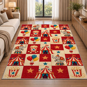 Checkered Circus Rug in a bright living room with a sofa