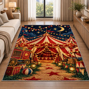 Circus Tent at Night Rug in a bright living room with a sofa
