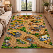 Construction Site Play Mat Rug in a bright living room with a sofa