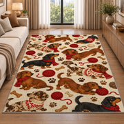 Dachshund Pattern Rug in a bright living room with a sofa
