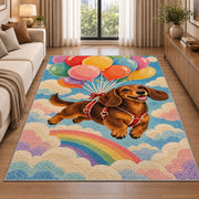 Dachshund Balloons Rug in a bright living room with a sofa