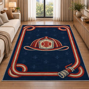 Fire Hose Frame Helmet rug in a bright living room with a sofa