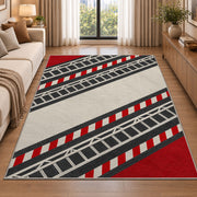 Fire Ladder Stripe rug in a bright living room with a sofa