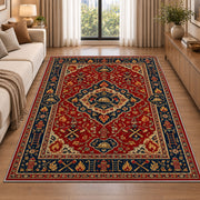 Persian Style Firefighter rug in a bright living room with a sofa