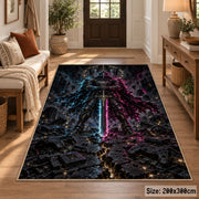 Glowing Fantasy Blade Area Rug shown in room setting, view 2