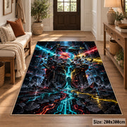 Neon Sci-Fi Battle Area Rug shown in room setting, view 2