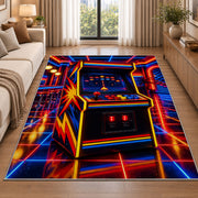 Retro Arcade Cabinet rug in a bright living room with a sofa