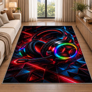 RGB Gaming Headset rug in a bright living room with a sofa