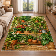 Houseplant Shelf Rug in a bright living room with a sofa
