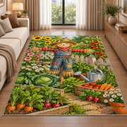 Scarecrow Garden Rug in a bright living room with a sofa