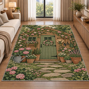 Garden Shed Rug in a bright living room with a sofa