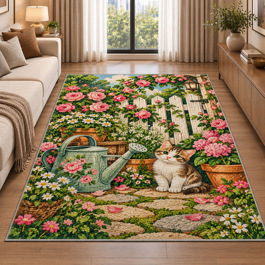 Cottagecore Garden Rug in a bright living room with a sofa