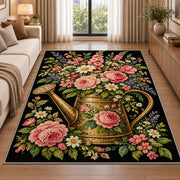 Watering Can Floral Rug in a bright living room with a sofa