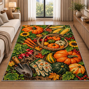 Fall Harvest Garden Rug in a bright living room with a sofa