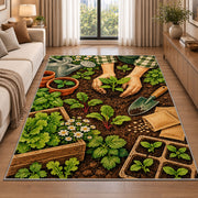 Planting Seedlings Rug in a bright living room with a sofa